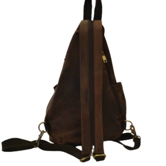 Manitoba Buffalo Leather Backpack/Sling Day Bag Unisex - Picture 2 of 5